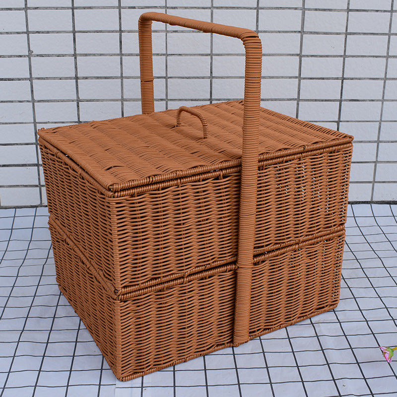 Multi-Functional Woven Storage Basket with Lid Bowlift