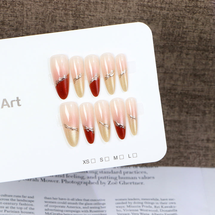 Elegant Stiletto Press-On Nail Set with Shimmering Accents Bowlift