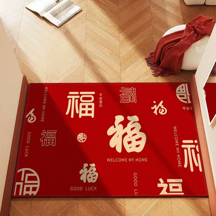 Charming Good Luck Themed Welcome Mat