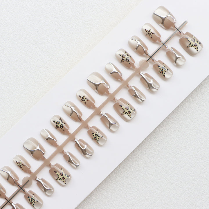 Decorative Press-On Nail Art Set with Star Accents Bowlift