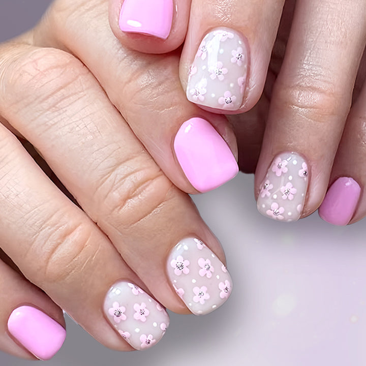 Floral Themed Press-On Nail Art Set Bowlift