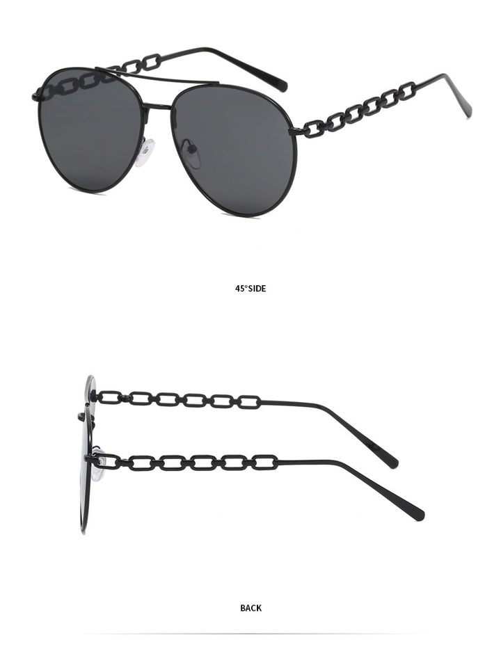 Women's Oversized Sunglasses with Fashionable Chain Frame Bowlift