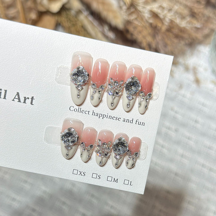 Glamorous Crystal-Embellished Stiletto Press-On Nails Bowlift