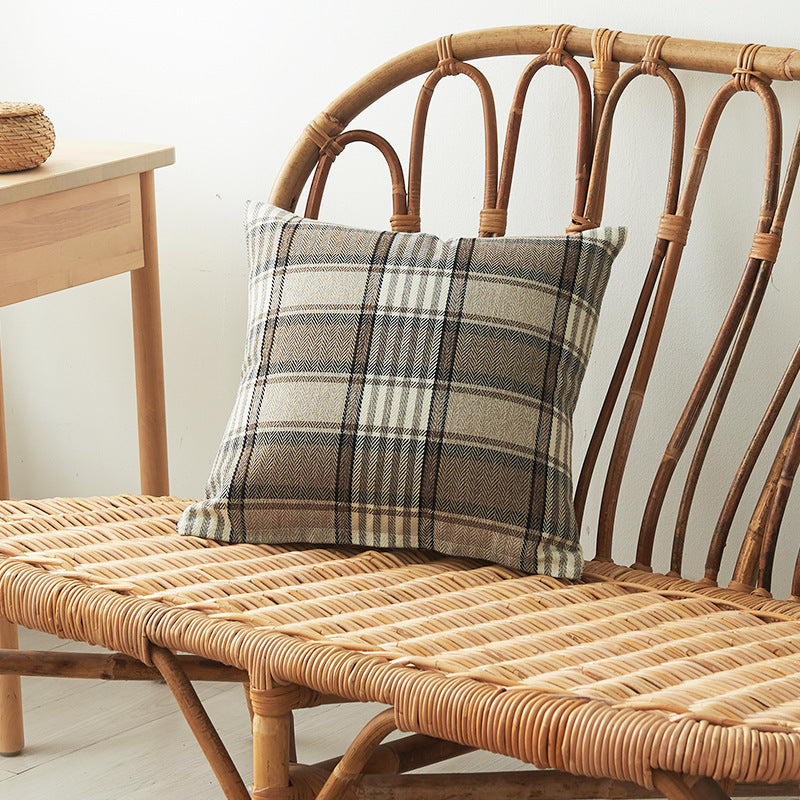 Plaid Textured Decorative Throw Pillow