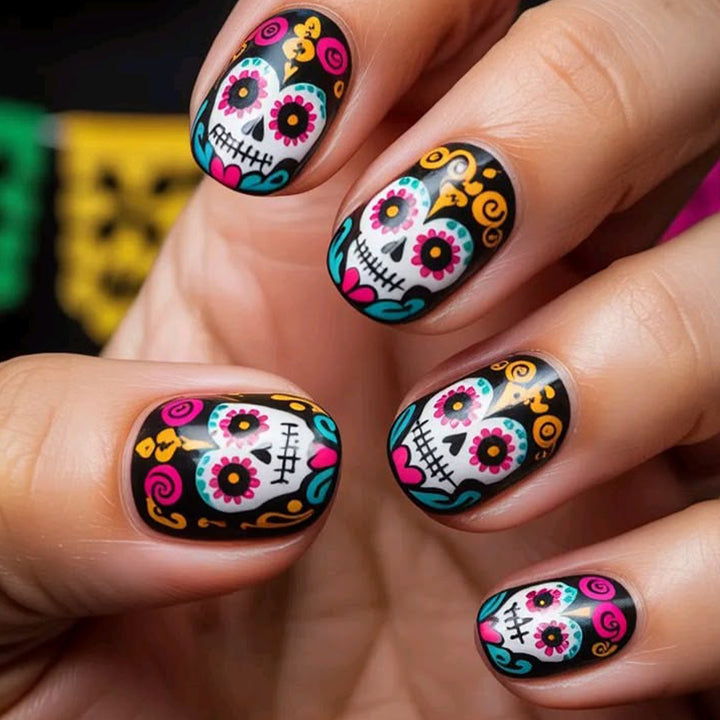 Artistic Sugar Skull Nail Art Extensions Bowlift