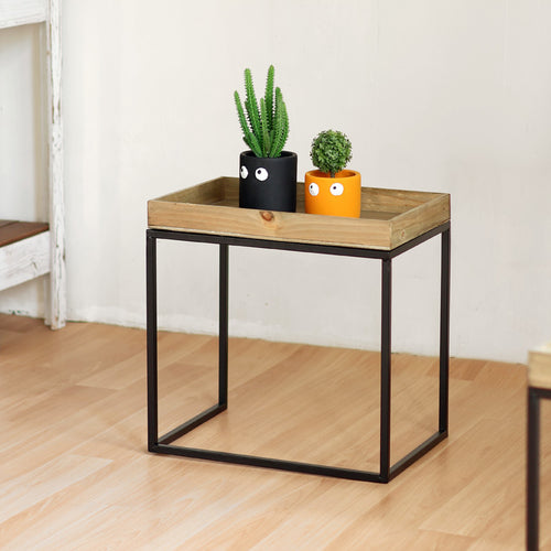 Modern side table with wooden tray Bowlift