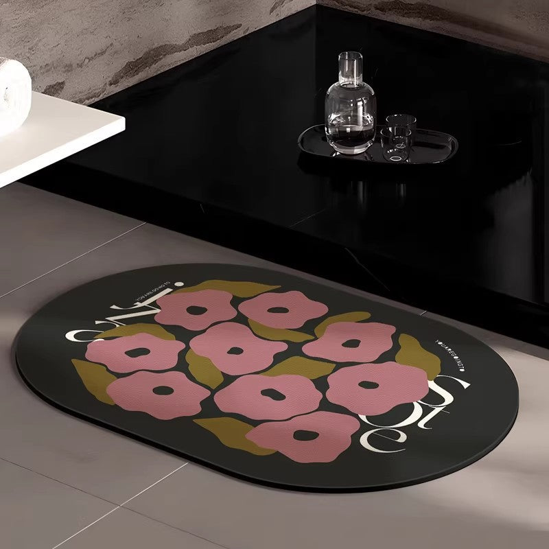 Stylish Floral-Themed Bathroom Mat
