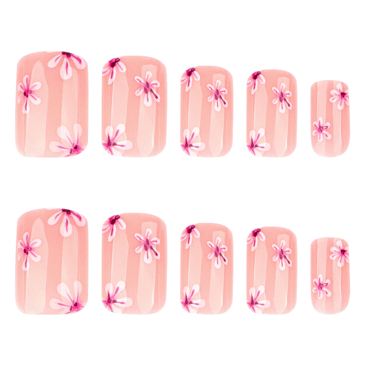 Artful Nail Art with Flower Design and Blue French Tip Bowlift
