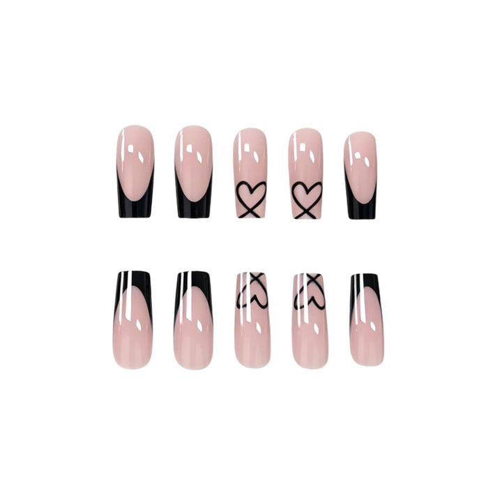 Elegant Heart-Patterned Acrylic Nail Design Bowlift