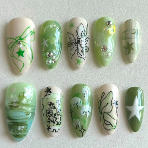 Artistic Botanical Nail Tips Bowlift