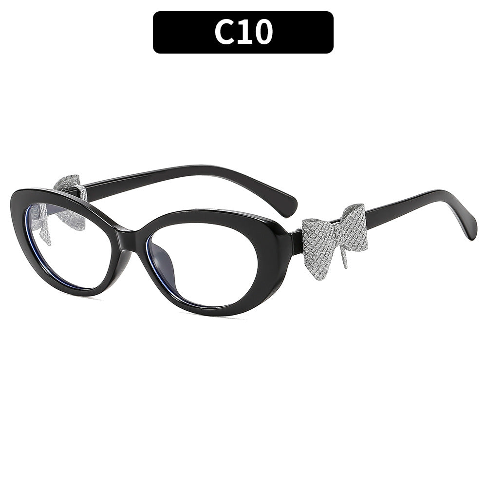 Chic Bow-Accent Cat-Eye Glasses