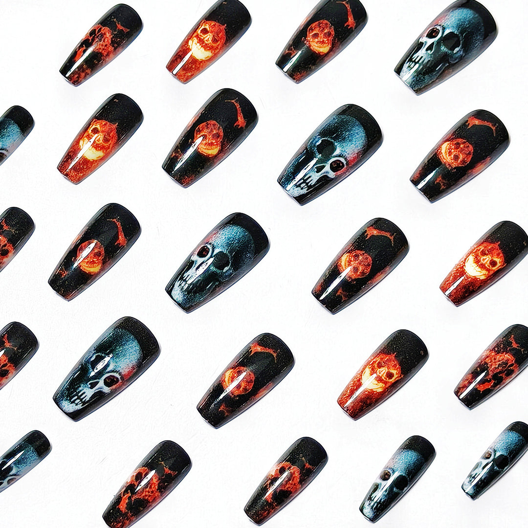 Creative acrylic nails with skull design Bowlift
