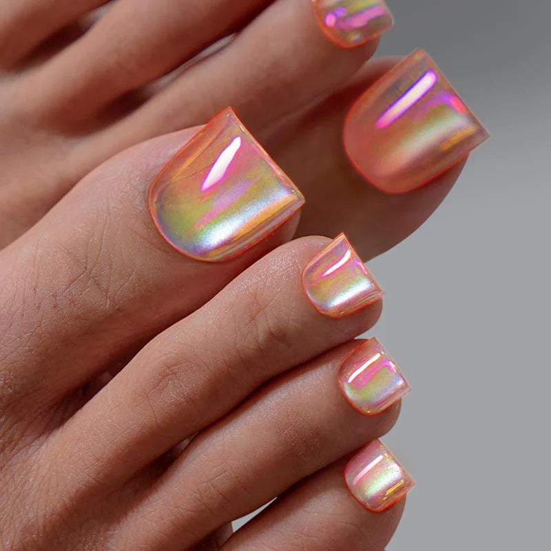 Iridescent Pedicure Press-On Nail Set Bowlift