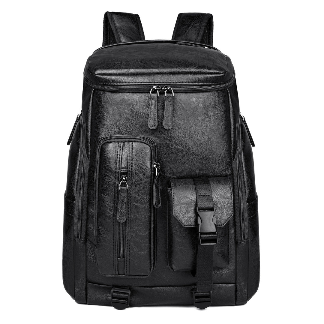 Stylish Multi-Pocket Faux Leather Laptop Backpack