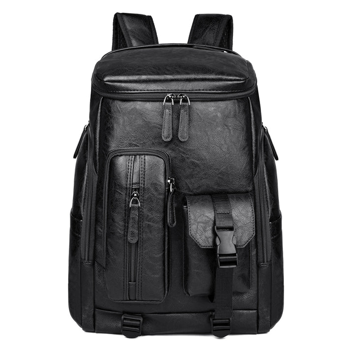 Stylish Multi-Pocket Faux Leather Laptop Backpack