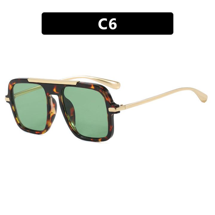 Women's square designer sunglasses with gold accents and protective UV filter Bowlift
