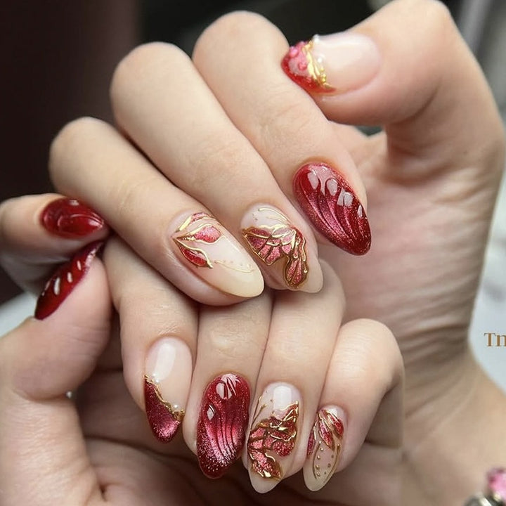 Acrylic nail set with glamorous 3D design and luxurious embellishments Bowlift