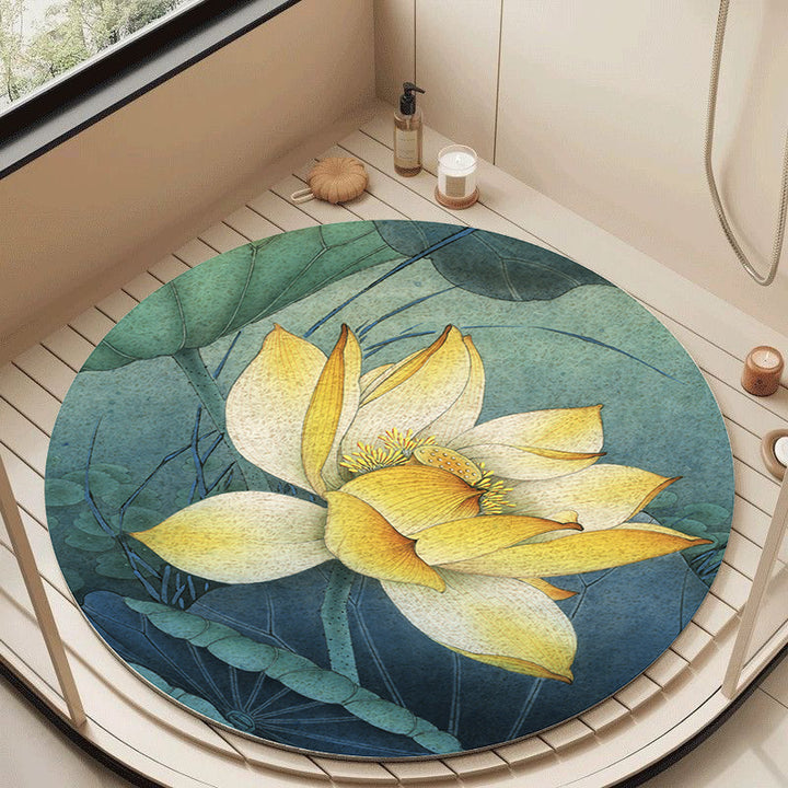 Floral Design Circular Bath Mat Bowlift