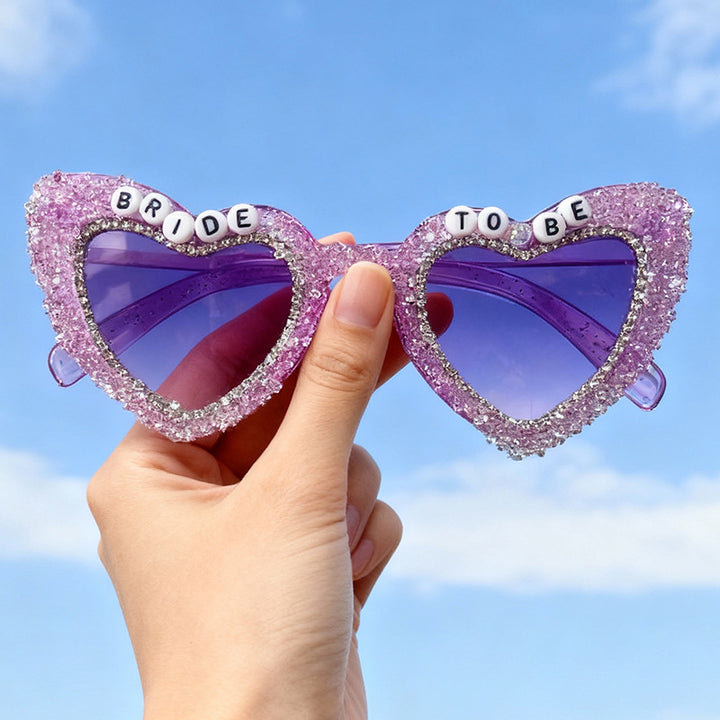 Rhinestone-Embellished Heart Sunglasses Bowlift