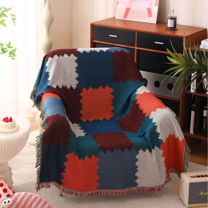 Textured Patchwork Design Throw Blanket