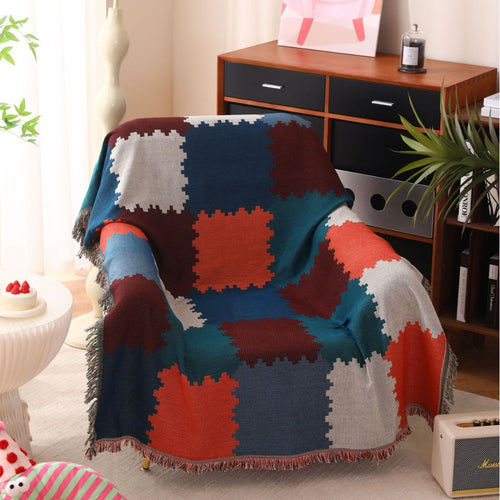 Textured Patchwork Design Throw Blanket