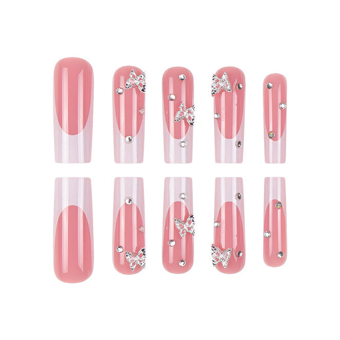 Elegant Butterfly-Embellished Press-On Nails Bowlift