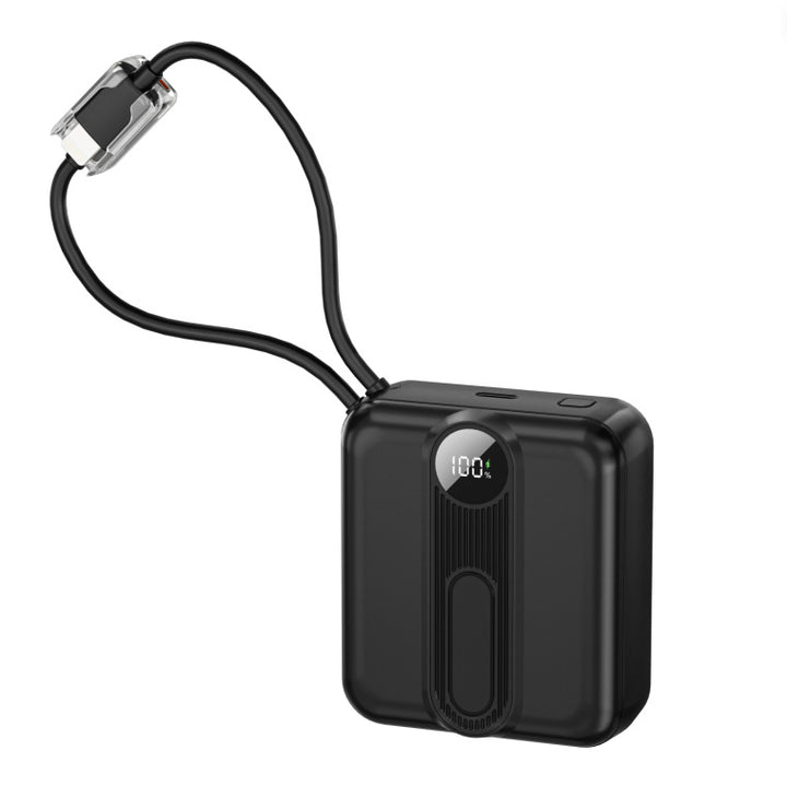 Portable power bank with integrated fast charging cables and digital charging status indicator Bowlift