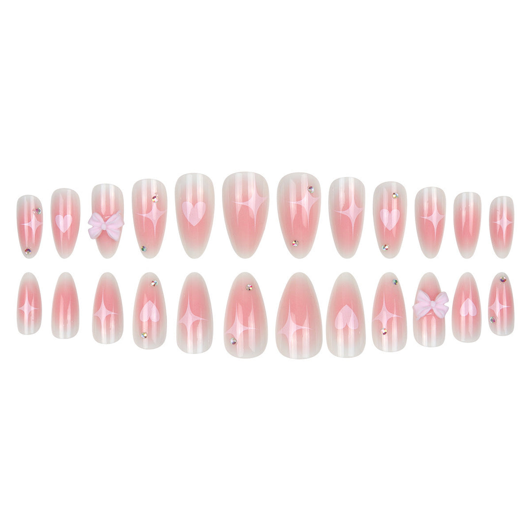 Decorative Bow-Accented Stiletto Press-On Nails Bowlift