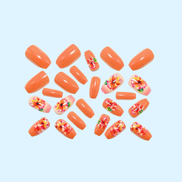 Shiny artificial nails with floral design Bowlift