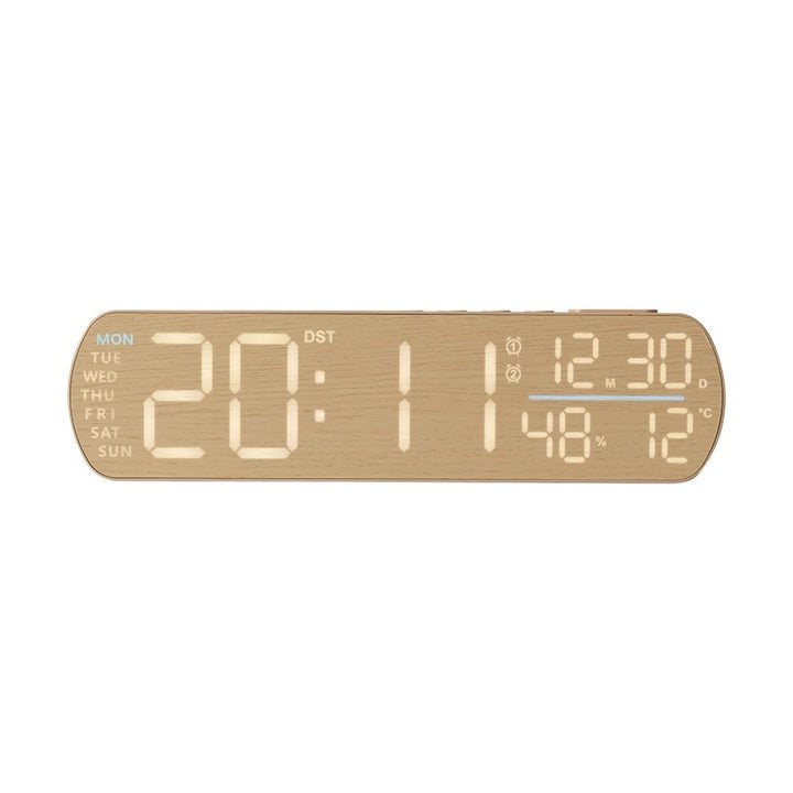 Digital alarm clock with wood look and temperature display Bowlift