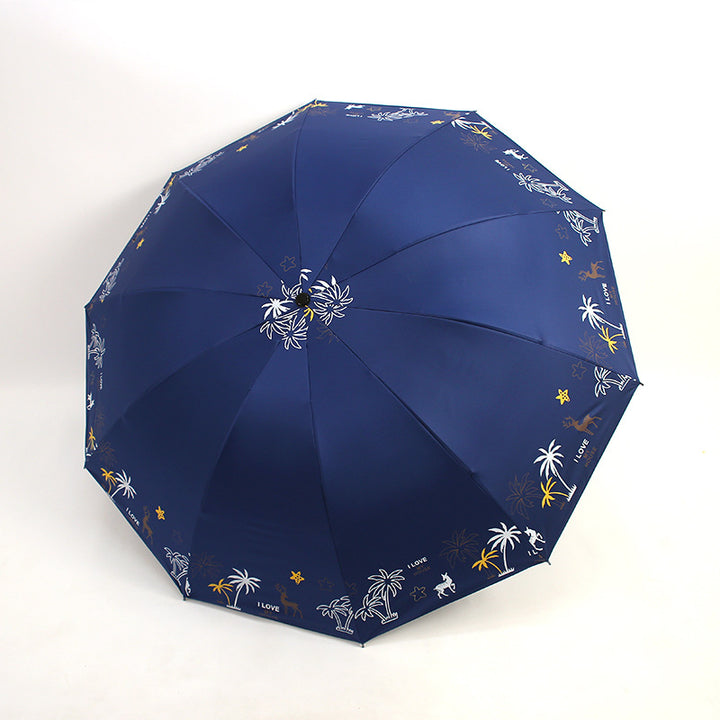 Women's Folding Umbrella with Animal Print Bowlift