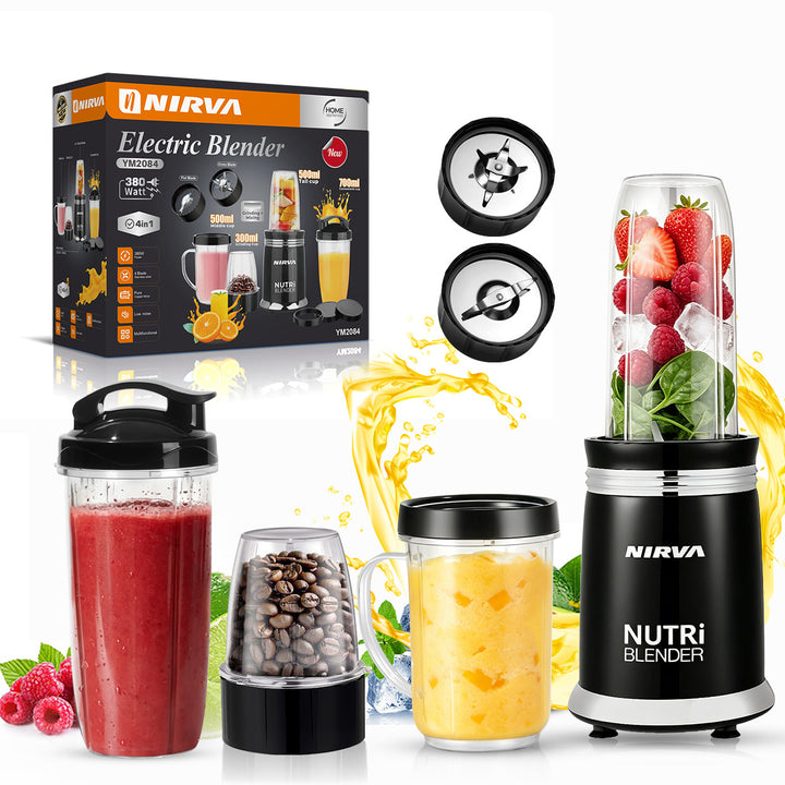 High-Power Multi-Functional Electric Blender with Chopper and Juicing Attachments Bowlift