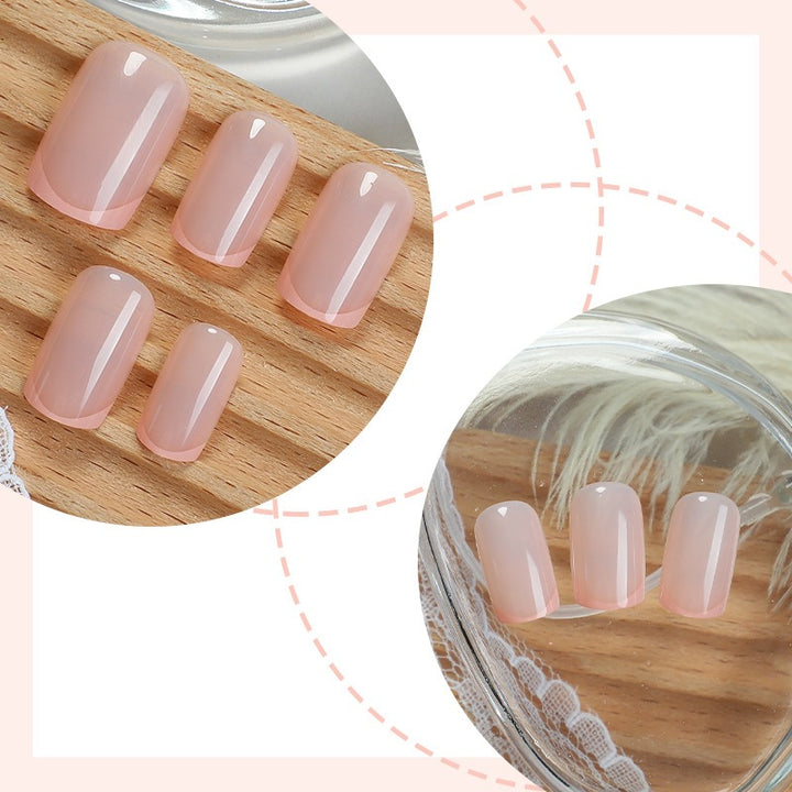Artificial nail set with elegant French design and sparkling accents Bowlift