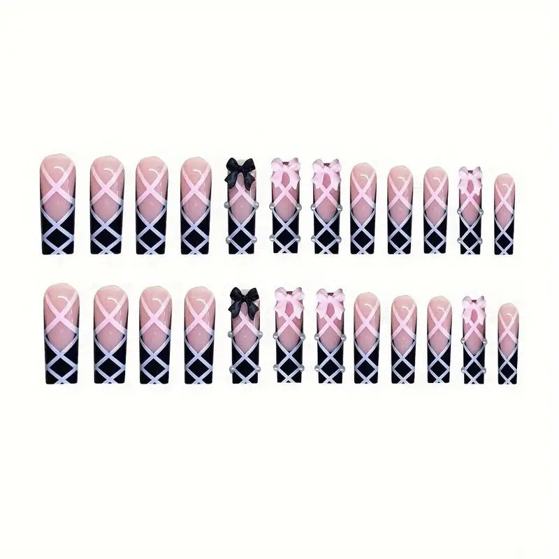 Artistic Bow-Embellished Press-On Nails Bowlift