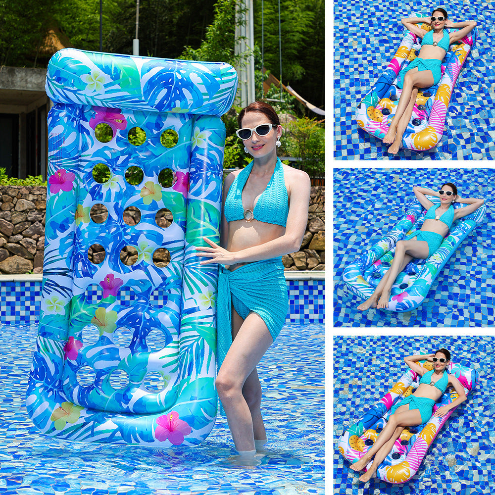Women's Inflatable Swimming Lounge with Floral Design Bowlift