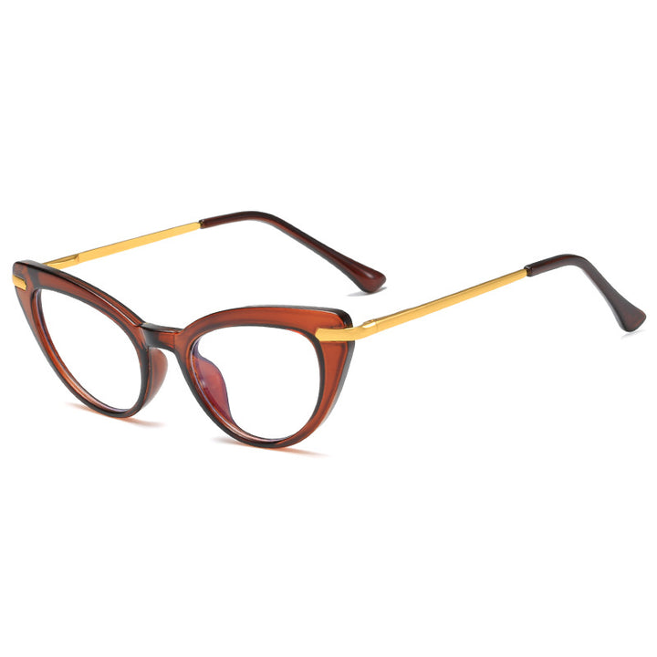 Women's Cat-Eye Sunglasses with Shiny Metal Frame Bowlift