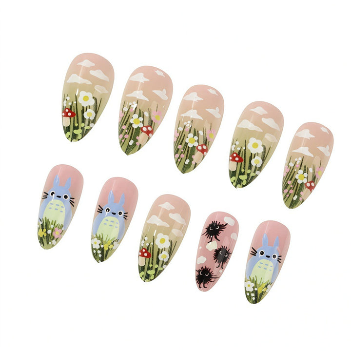 Fantasy animal and flower motifs artificial nails Bowlift