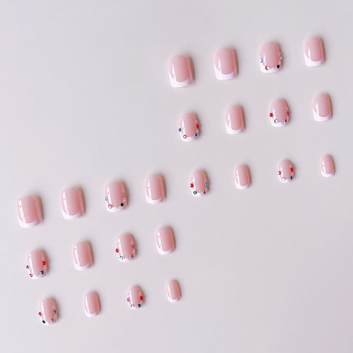 Nail art set with elegant rhinestone decorations and fashionable French design Bowlift