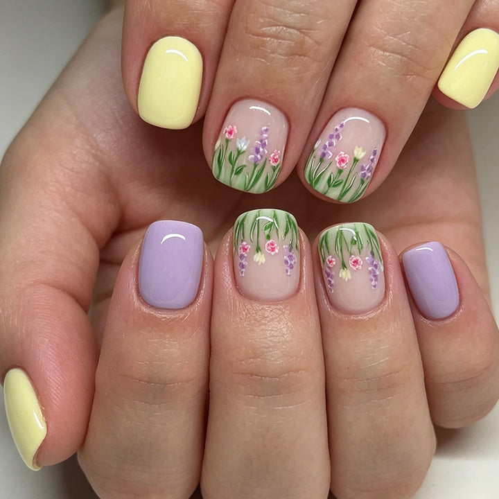 Floral Themed Press-On Nail Art Bowlift