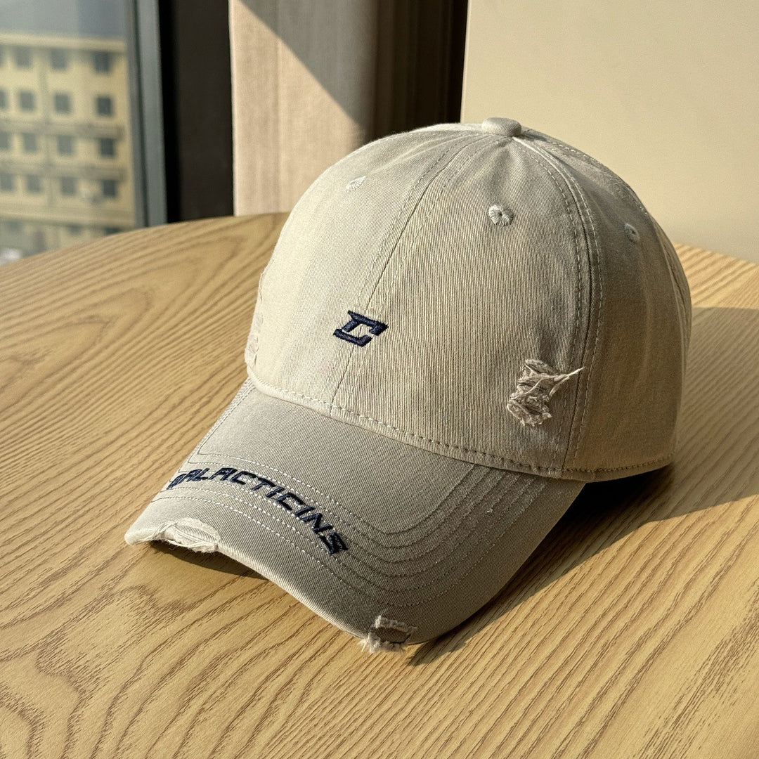 Men's Distressed Denim Baseball Cap Bowlift