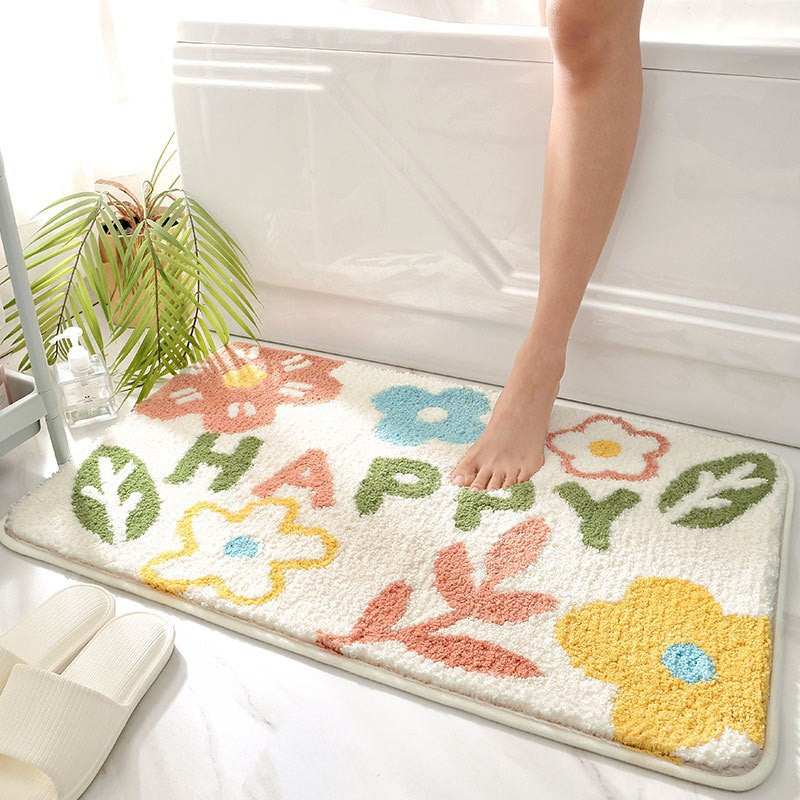 Unisex Leaf Design Plush Bathroom Mat Bowlift