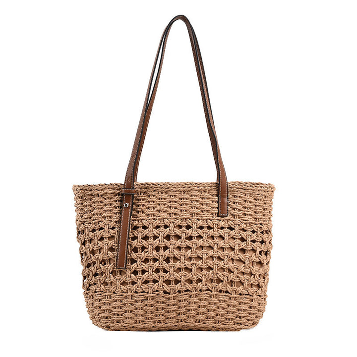 Handbag Made of Natural Macrame with Vegan Leather Handles Bowlift