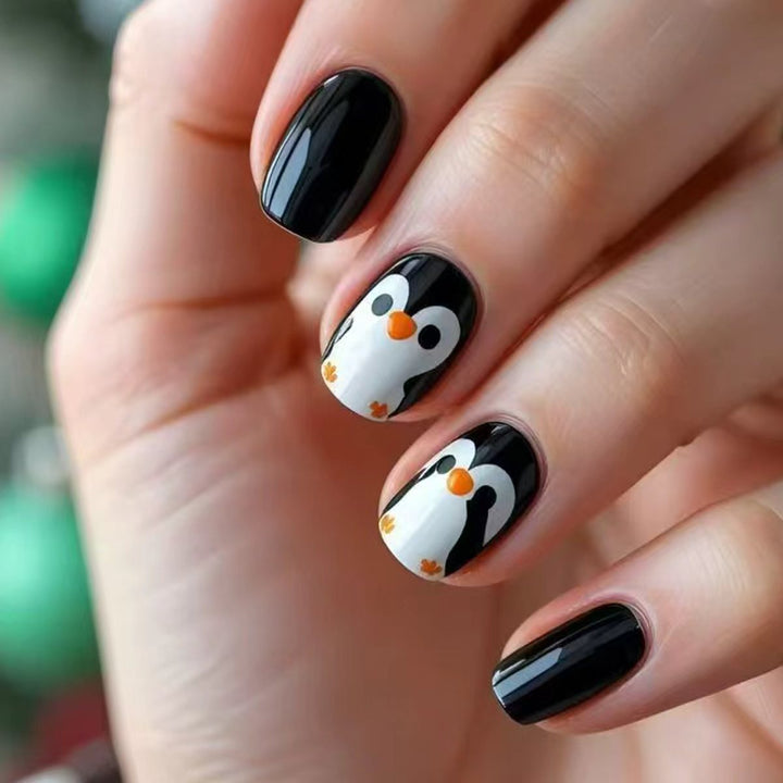 Playful Penguin-Themed Nail Art Bowlift