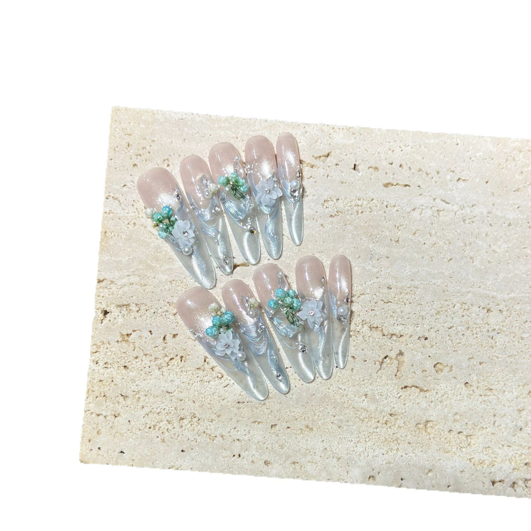 Elegant Floral Stiletto Nail Art Bowlift