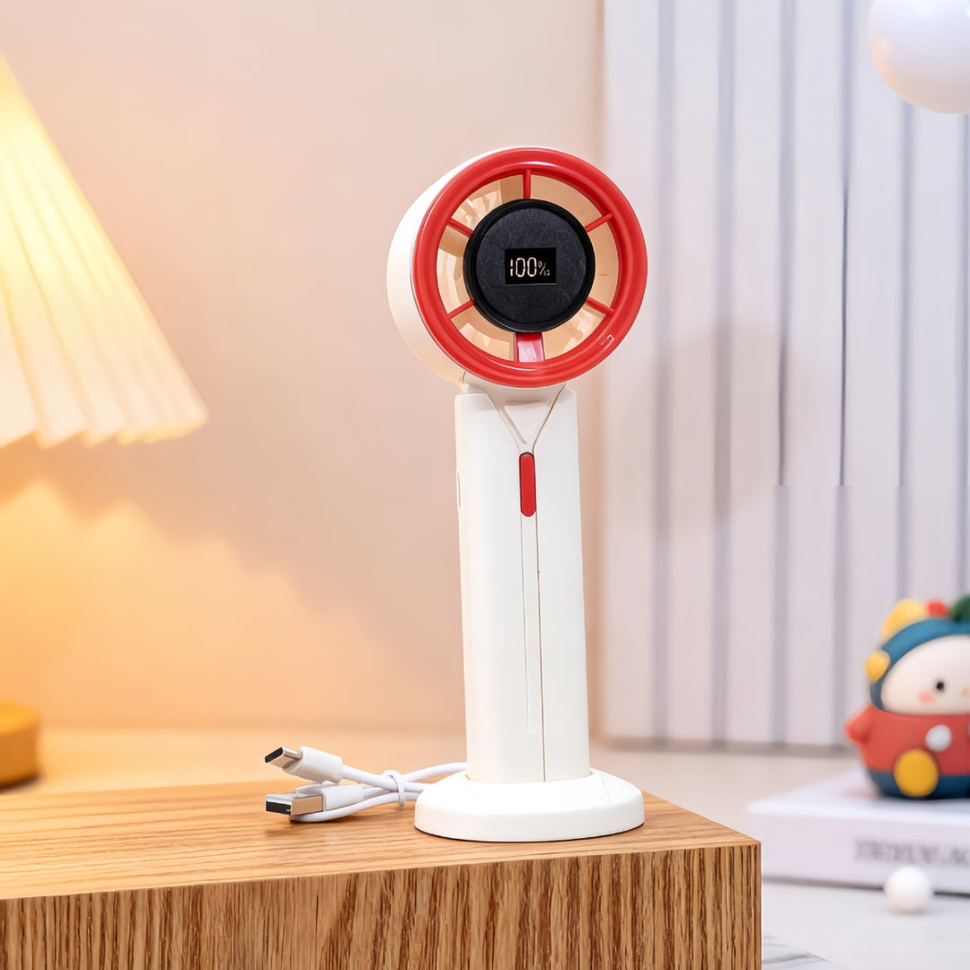 Women Portable Fan with USB Connection and Digital Display Bowlift