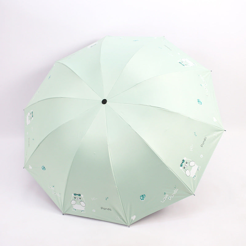 Ladies folding umbrella with cute panda design Bowlift