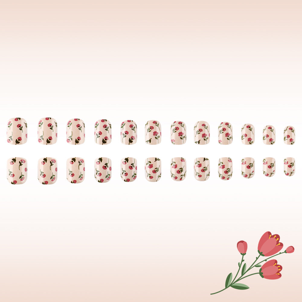 Floral Print Press-On Nail Art Bowlift