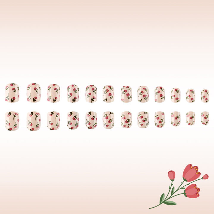 Floral Print Press-On Nail Art Bowlift