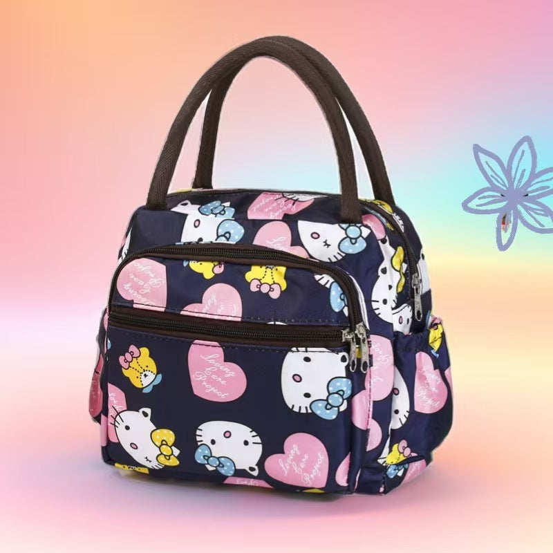 Cat Print Multi-Pocket Tote Bag Bowlift