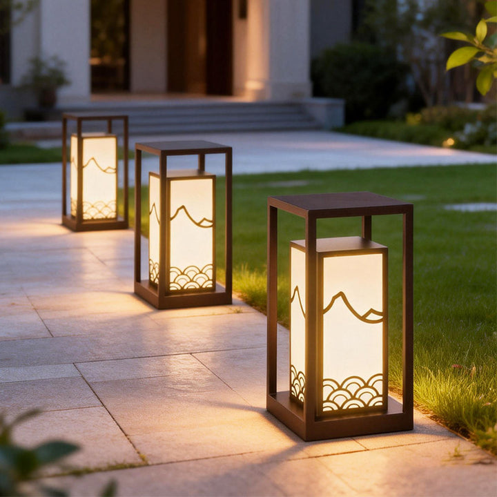 Japanese-Inspired LED Outdoor Lantern With Wooden Frame Bowlift